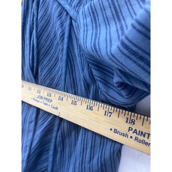 Cabi Cascade Peplum‎ Steampunk 100% Cotton Cropped Blue Striped Jacket Sz M - Picture 6 of 10
